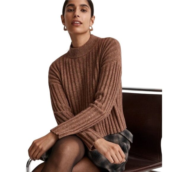 Madewell Mockneck Cropped Sweater Rosehip 2023 Wool Blend Size M - Picture 1 of 11